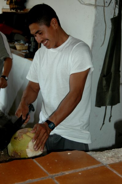 Making coconut drinks